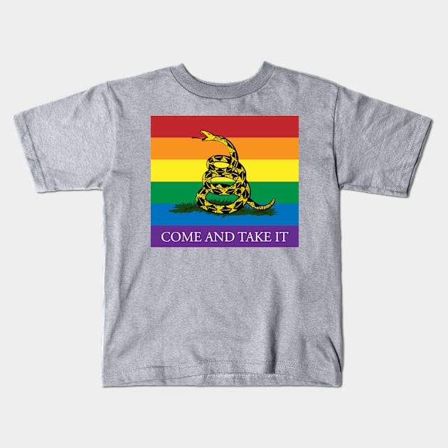 Rainbow Gadsden Come and Take It Kids T-Shirt by Operation Blazing Sword